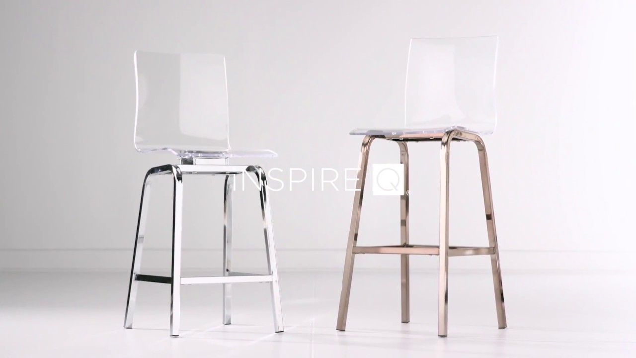 Miles Clear Acrylic Swivel High Back Bar Stools with Back by iNSPIRE Q Bold
