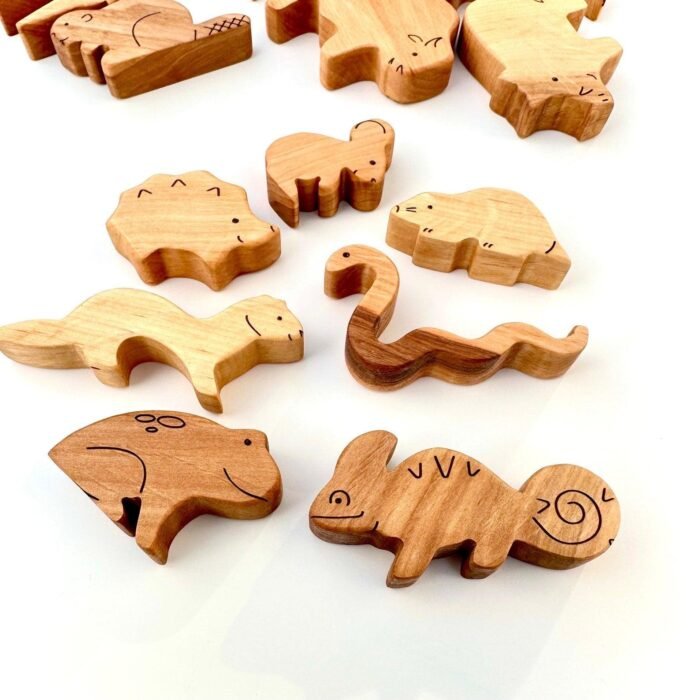 24 wooden forest animals toy set - glamorwood