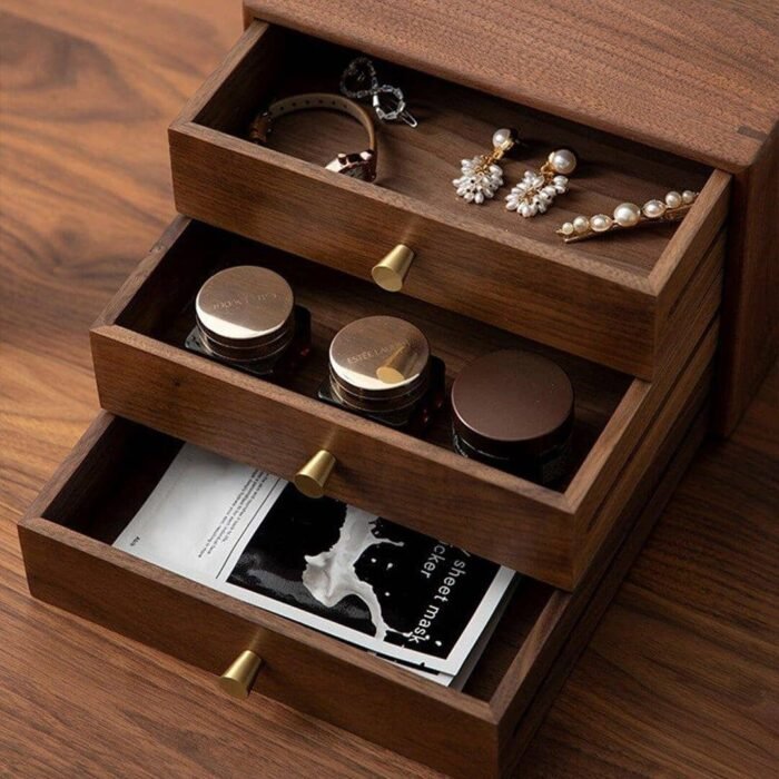 Wooden Desk Organizer With Drawers or wooden storage box with drawers