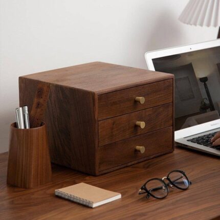 Wood Desk Organizer With Drawers or wooden storage box with drawers