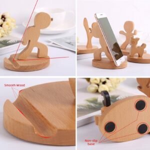 wooden cell phone stand cartoon animal - glamorwood