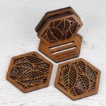 Custom Wood Coasters Set with Holder - glamorwood