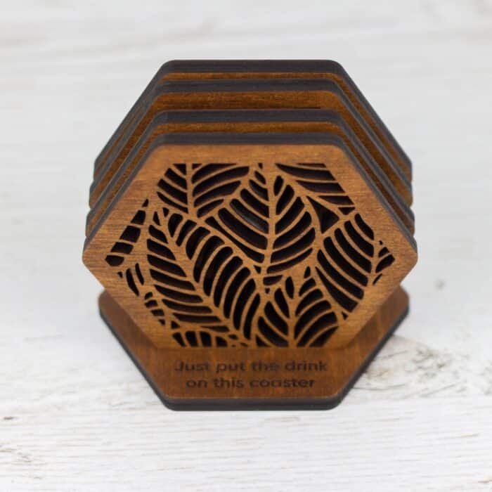 Custom Wood Coasters Set with Holder - glamorwood