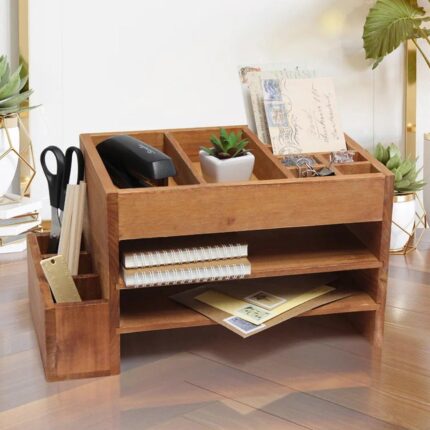 Wood Desk File Organizer- glamorwood