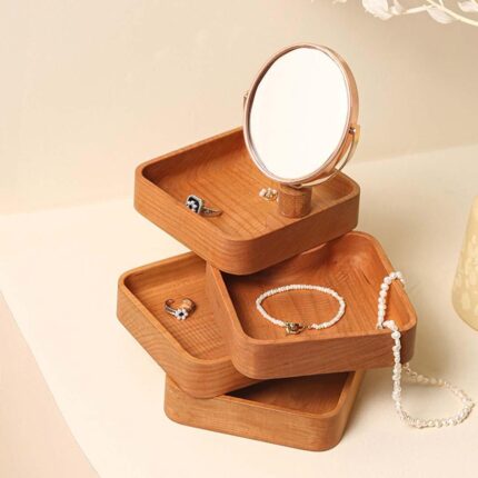 Rotating Jewelry Box With Mirror - glamorwood