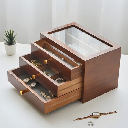 Wooden Jewelry Box With Drawers - glamorwood