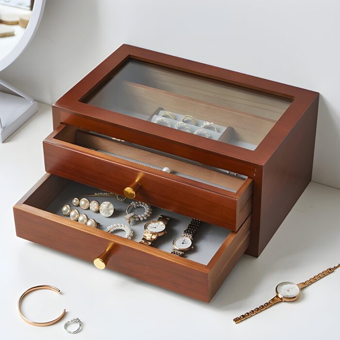 صندوق أدراج لتخزين المجوهرات يتكون من 2 جرار