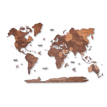 mahogany world map wall art