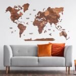 خريطة العالم خشبية لتزيين الجدار مع أسماء الدول بالعربية
