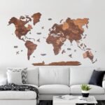 خريطة العالم خشبية لتزيين الجدار مع أسماء الدول بالعربية