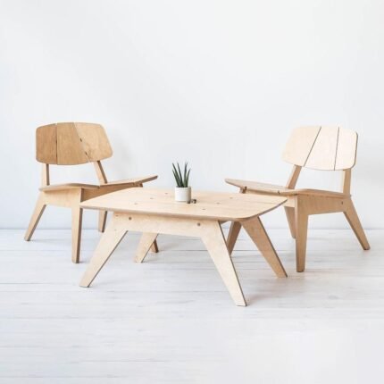 plywood chairs and table - glamorwood