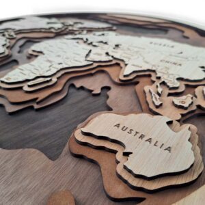 Round Wooden World Map- glamorwood