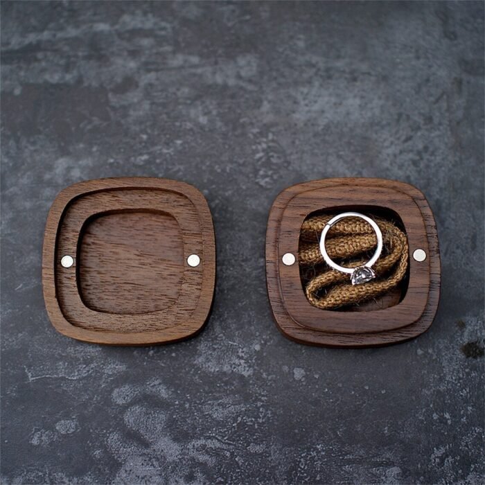 square solid wood ring box 536896