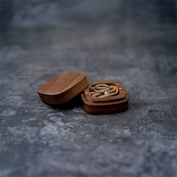 Square Solid Wood Ring Box - glamorwood
