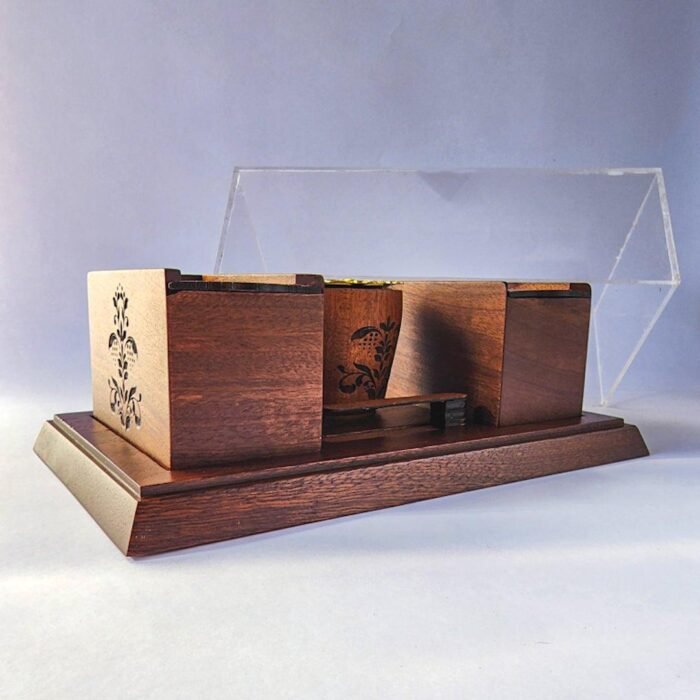 wooden incense burner set 446543