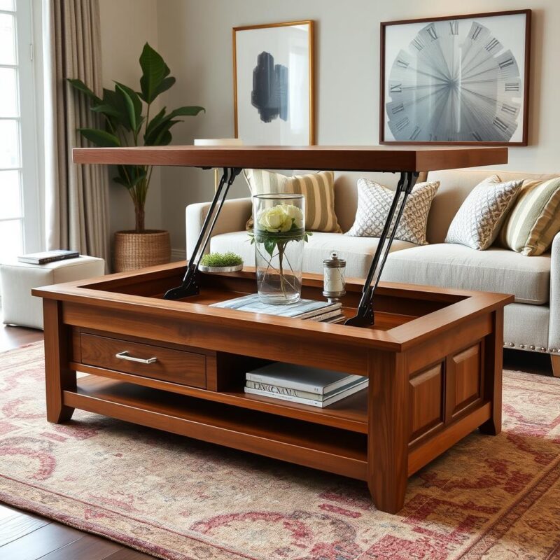 solid wood lift top coffee table