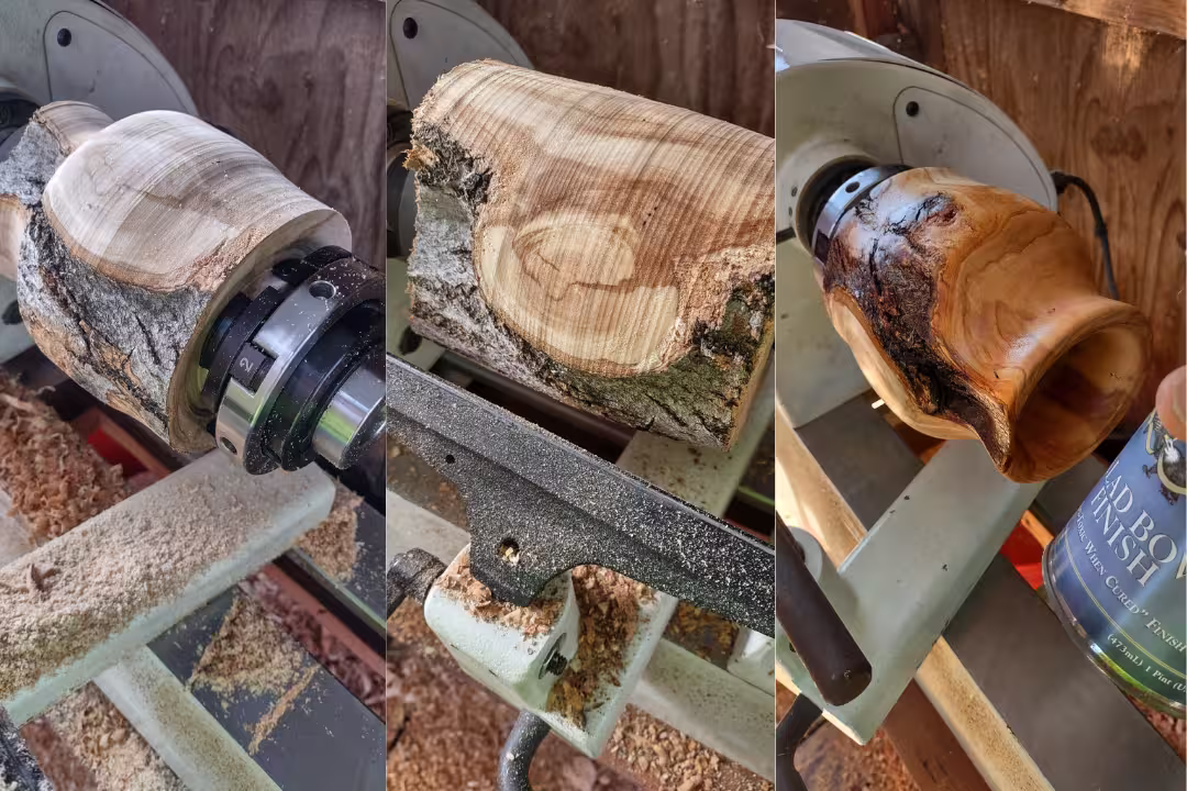 Woodturning process with lathe