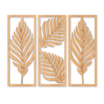 Leaf Wall Art – 3-Panel Palm Triptych in Laser-Cut Beech Veneer