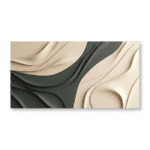 Abstract Wall Art – 3D Carved Flowing Waves in Beige & Forest Green