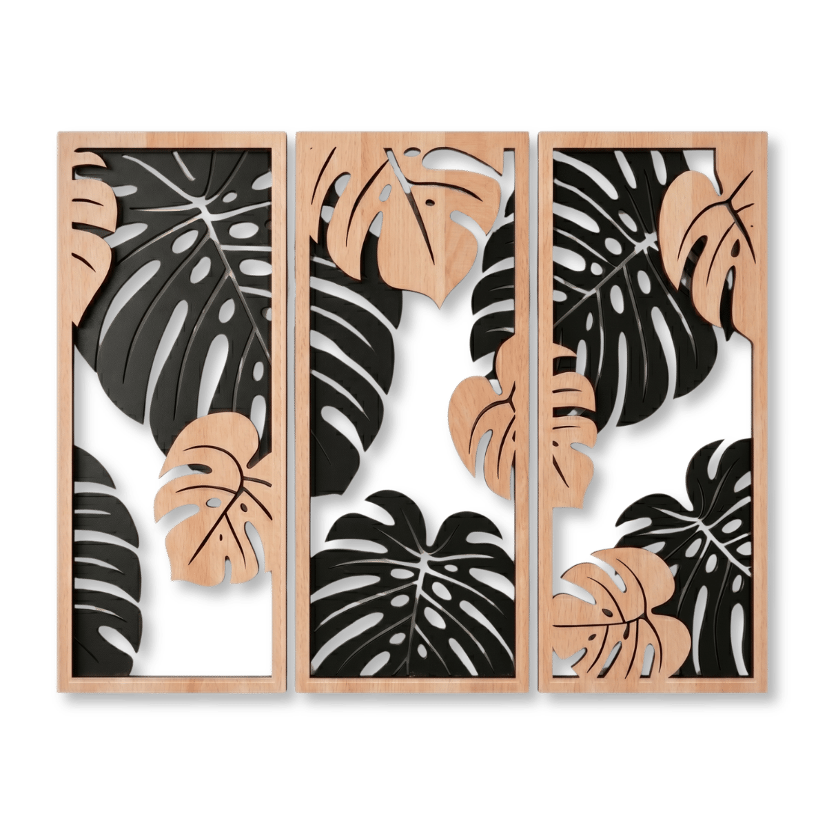 Nature Wall Art  Monstera Triptych Wood Panels | Glamorwood